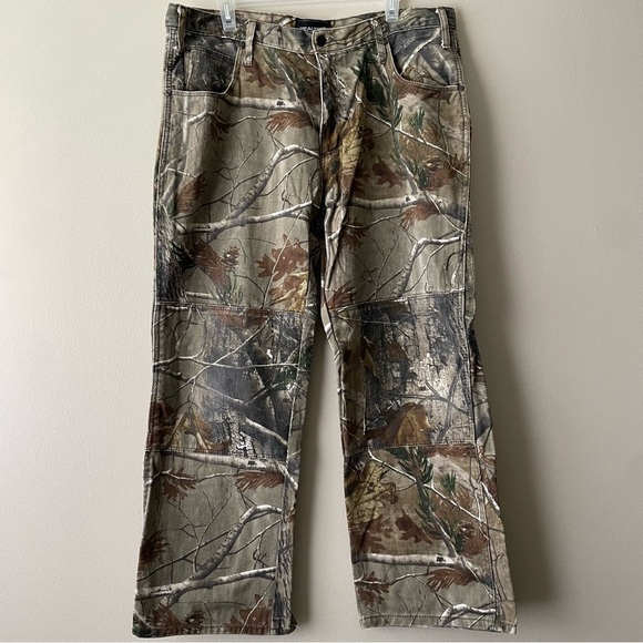 RealTree Men's 38x30 Pants Camo Hunting Double Knee  100% Cotton Heavy Duty - Picture 1 of 5